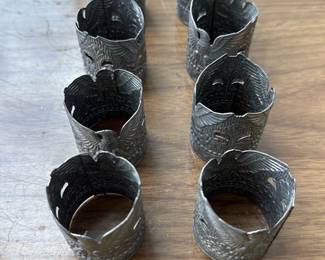 Antique Silver Eagle Napkin Rings Set (8)