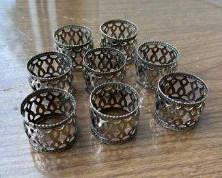 Set of 8 Silver Napkin Rings