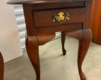 Queen Anne Mahogany End Tables Pair