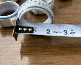 Blue Heart Ceramic Napkin Rings Set (8)