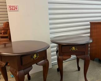 Queen Anne Mahogany End Tables Pair