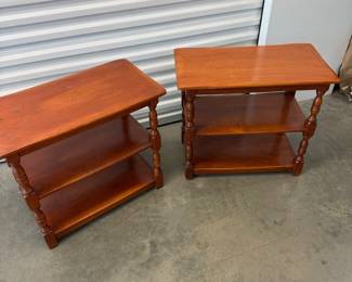 Pair Vintage Wood Side Tables