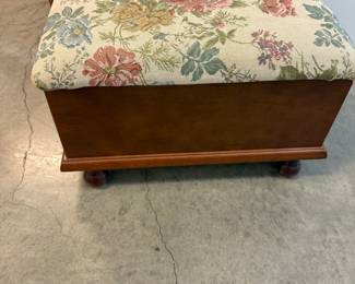 Floral Upholstered Storage Foot Rest