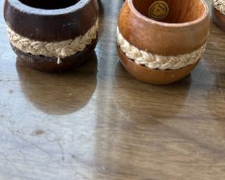 Mid Century Wooden Napkin Rings Set (8)