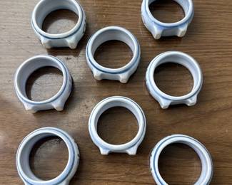 Blue Heart Ceramic Napkin Rings Set (8)