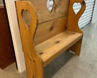 Rustic Wood Heartback Bench