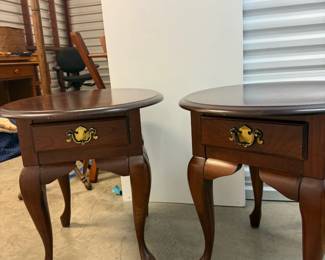Queen Anne Mahogany End Tables Pair
