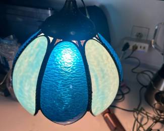Blue Stained Glass Pendant Light