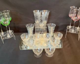 Crystal Glass Wine and Goblet Ensemble