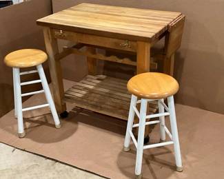 Wooden Bar Cart Stools
