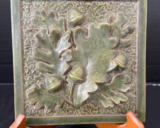 Frey Ceramic Tile With Oak Leaf  Acorn Design