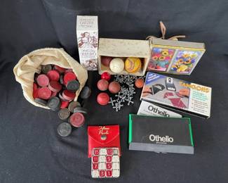 Assortment Of Vintage Classic Tabletop Games Including Jacks  Checker Pieces