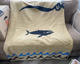 58 X 72 Fleece Blanket Native American Themed With Whale Waves  Eagle Head