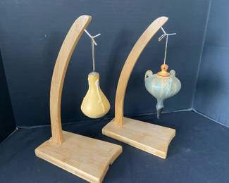 Ephraim Ceramic Pottery Ornaments With Wood Stands