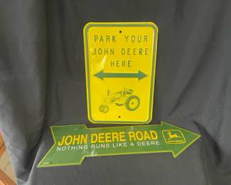 2John Deere Embossed Metal Signs