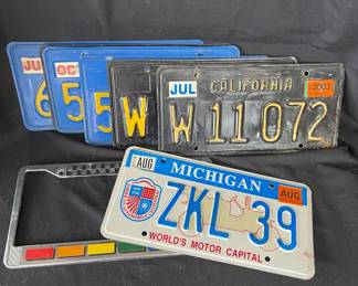 California  Michigan License Plates With Multi Colored License Frame