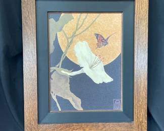 Canvas Lithograph Moonflower  Copper Moth By Anita Munman