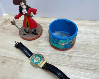 Disney Captain Hook and Peter Pan Figurine with Watch