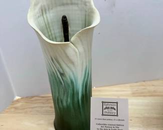 Ephraim Pottery Calla Lily Vase Gurgle Pot and Dragonfly Vase