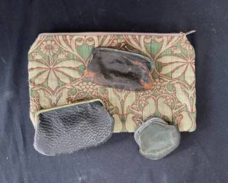 3 Vintage Coin Purses From Early 1900s  Zippered Pouch