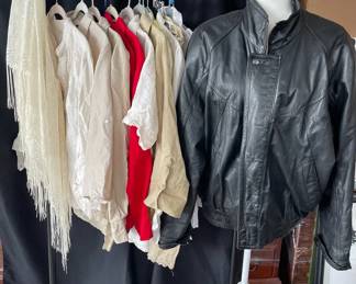 Mens Leather Jacket Womens Silk Linen Blouses