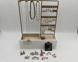 Collection of Silvertone Jewelry including Necklaces Earrings and More