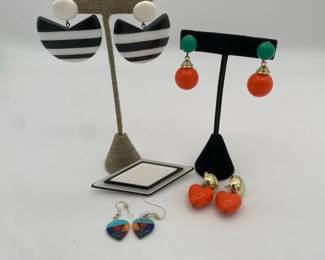 Statement Plastic Jewelry with Earrings and Pin