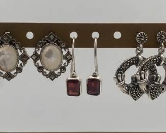 Three Pairs of Silver Earrings