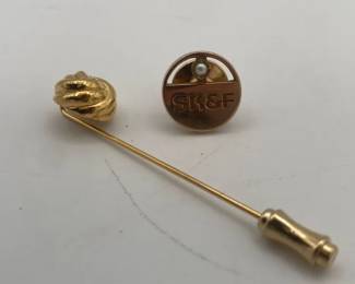 SKF 10k Gold Pin with Trifari Pin