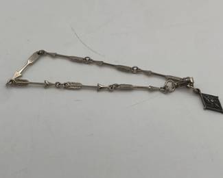 Arrow Bracelet with Sorority Logo Charm and Clasp Marked Sterling