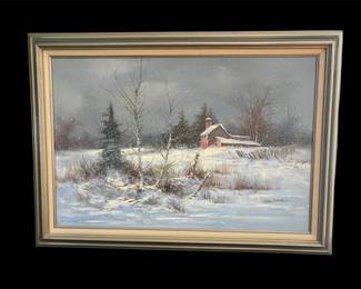 Framed Winter Landscape Print On Canvas