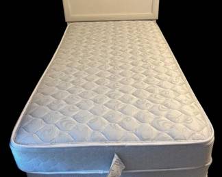 White Wood Twin Bed Frame with Mattress Box Spring