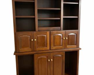 2 Piece Cherry Bookcase Wall Unit