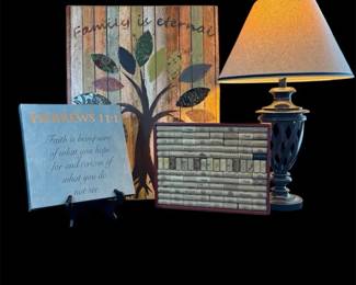 Home Decor Including A Lamp 3 Wall Hangings