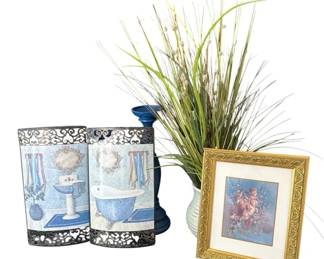 Rich Blue Statement Candlestick Set Coordinating Home Accents