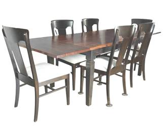 Solid Acacia Wood Extendable Farmhouse Dining Table Set Includes 6 Chairs