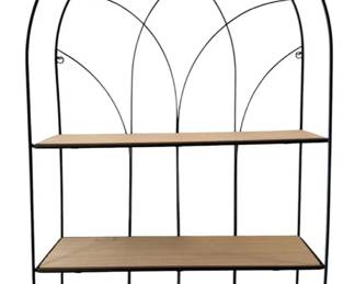 Arched Cathedral Window 3Shelf Metal Wood Wall Display
