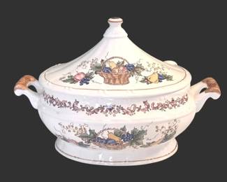 Vintage MidCentury Japanese Ceramic Harvest Fruit Soup Tureen with Lid