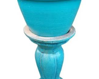 Outdoor Decorative Glazed Clay Stand With Planter