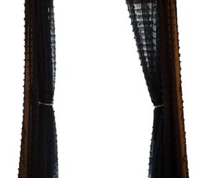 Navy Blue Textured Curtains with SilverTone Rod Holdbacks