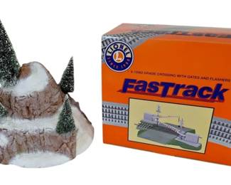 Electric Train Track Crossing With Snow Scene Backdrop Bundle
