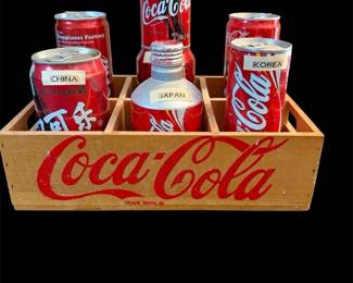Unopened Opened Imported Coke Cans Wooden Crate