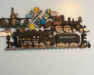 Vtg 1973 Burwood Railroad Train Wall Decor