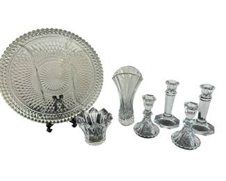 Vintage Clear Glass Cut Crystal Tableware Lot 7 Piece