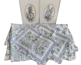 Lavender Themed Bedspread And Artwork Bundle