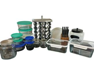 Premium Kitchen Organization Lot Pyrex, Anchor Hocking, Spice rack and more