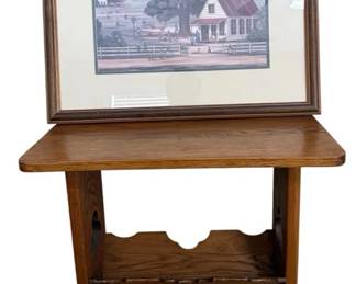 Vintage Wooden Magazine Rack Framed Country Art Print