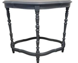 Muted Slate Gray Wood Demilune HalfMoon Console Accent Table