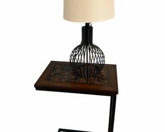 Mosaic Top Sofa Table Wire Cage Lamp