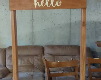 Hanging Wooden hello Plant Stand